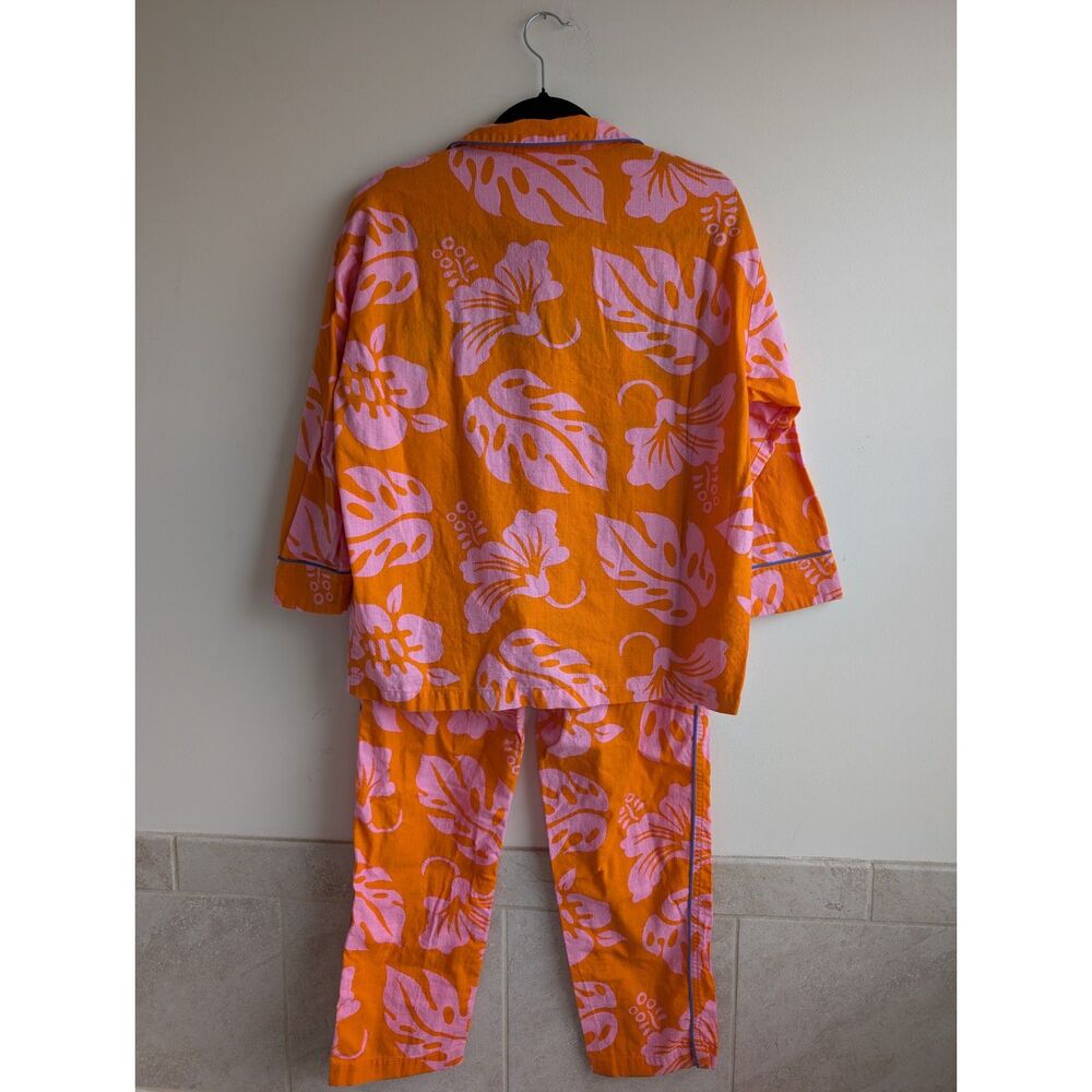 Sleepy Jones NWOT Marina Aloha Pajama Set Orange Pink Tropical Floral Cotton S - Picture 5 of 11